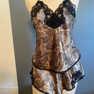 Vintage Lingerie Set Gold and Black Lace